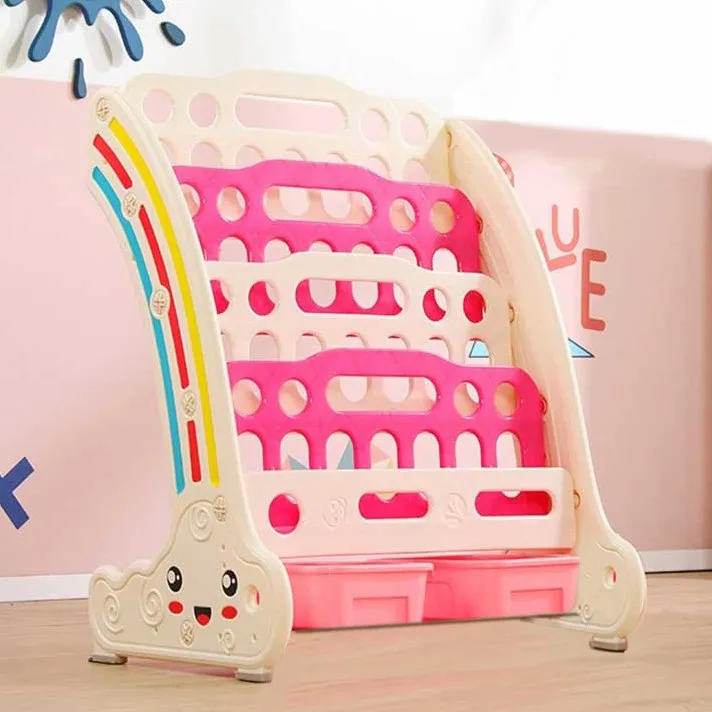 Combined children's bookshelf for books and toys - red