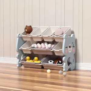 Пластмасова етажерка за детски играчки - Синьо мече