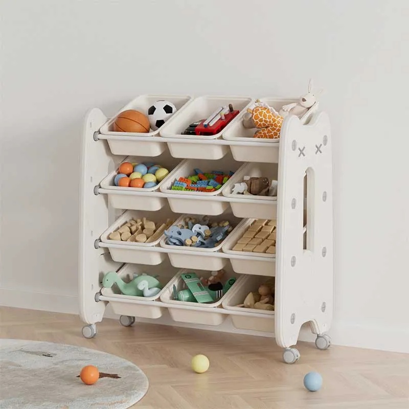 Mobile plastic organizer for children's toys - white