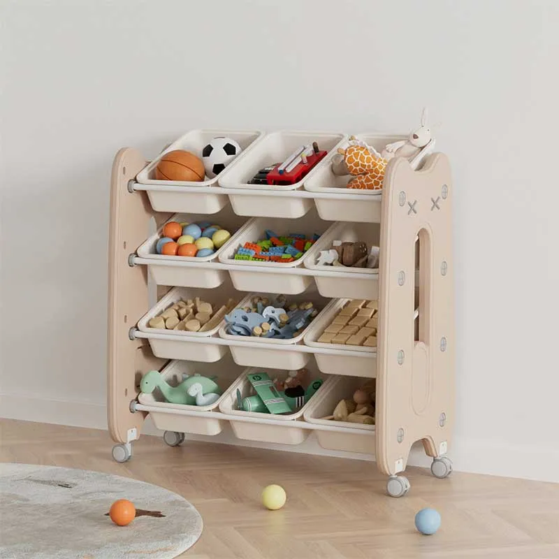 Mobile plastic organizer for children's toys - brown