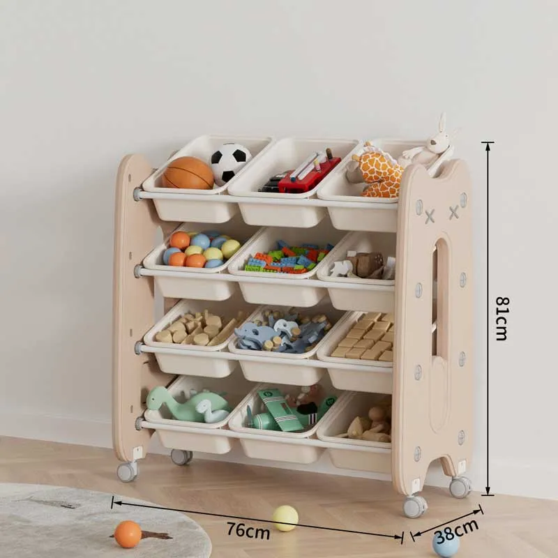 Mobile plastic organizer for children's toys - brown