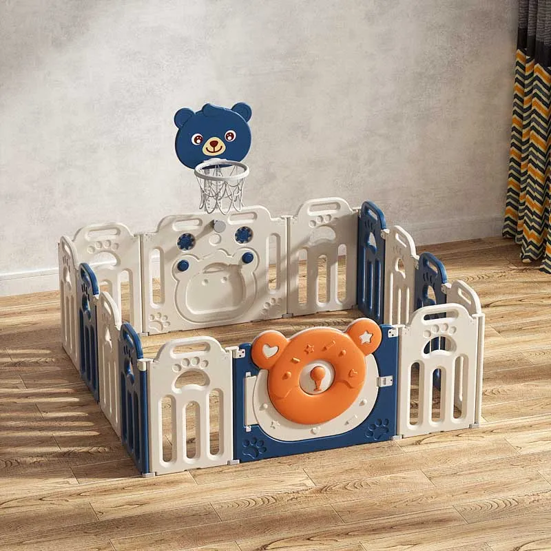 Foldable baby playpen with a basketball hoop, Blue Bear