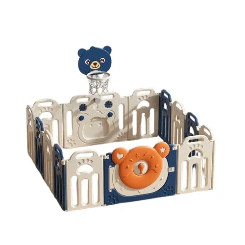 Foldable baby playpen with a basketball hoop, Blue Bear