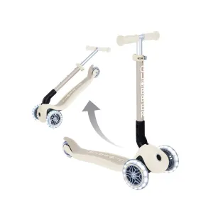 Foldable eco scooter with 3 wheels GLOBBER JUNIOR FOLDABLE LIGHTS ECO - coconut color.