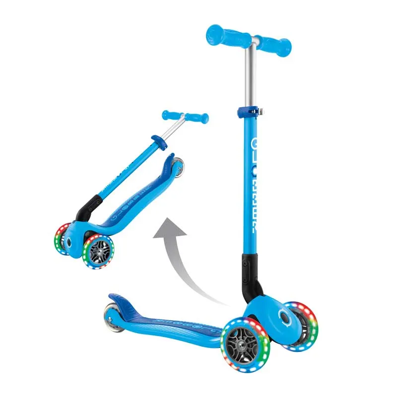 Foldable scooter GLOBBER PRIMO FOLDABLE LIGHTS - sky blue
