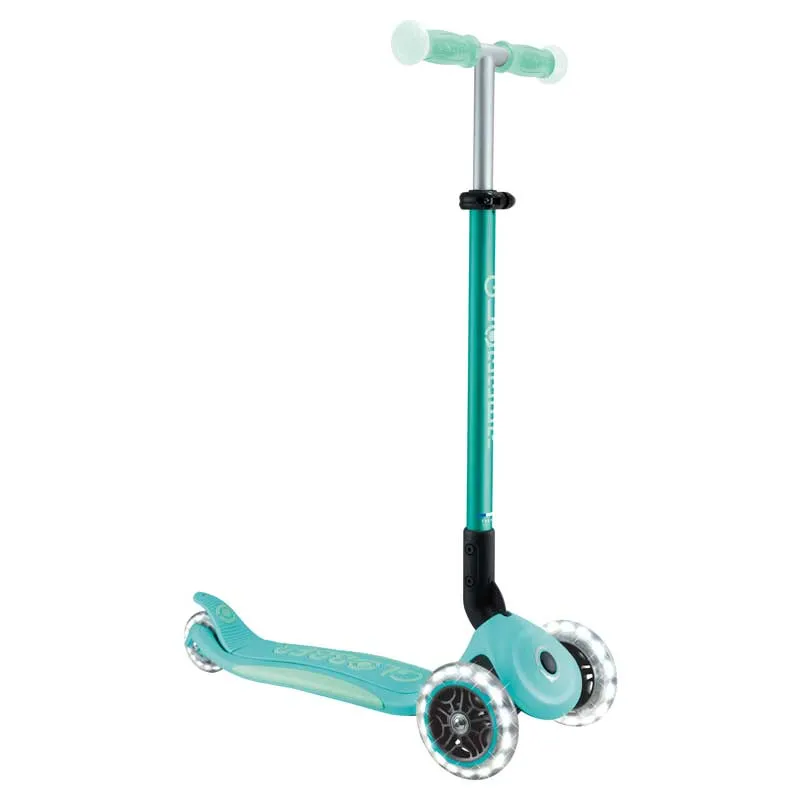 Foldable scooter with glowing handles ELITE GLOW LIGHTS, mint-colored
