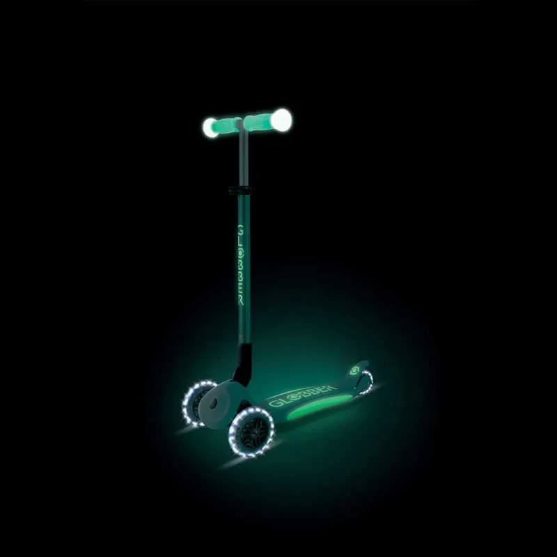 Foldable scooter with glowing handles ELITE GLOW LIGHTS, mint-colored