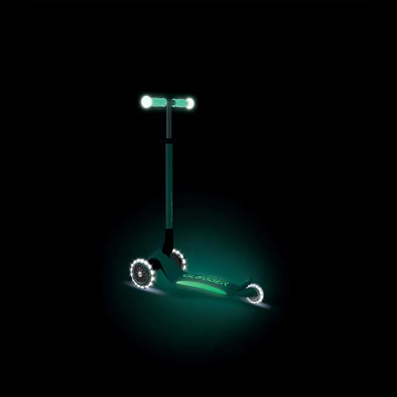 Foldable scooter with glowing handles ELITE GLOW LIGHTS, mint-colored