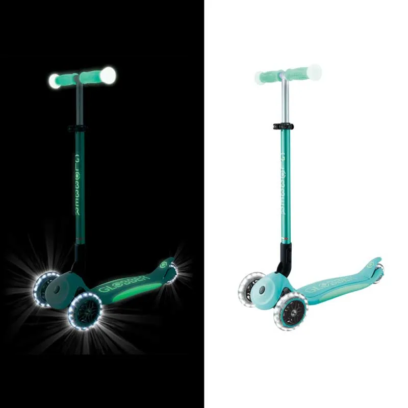 Foldable scooter with glowing handles ELITE GLOW LIGHTS, mint-colored