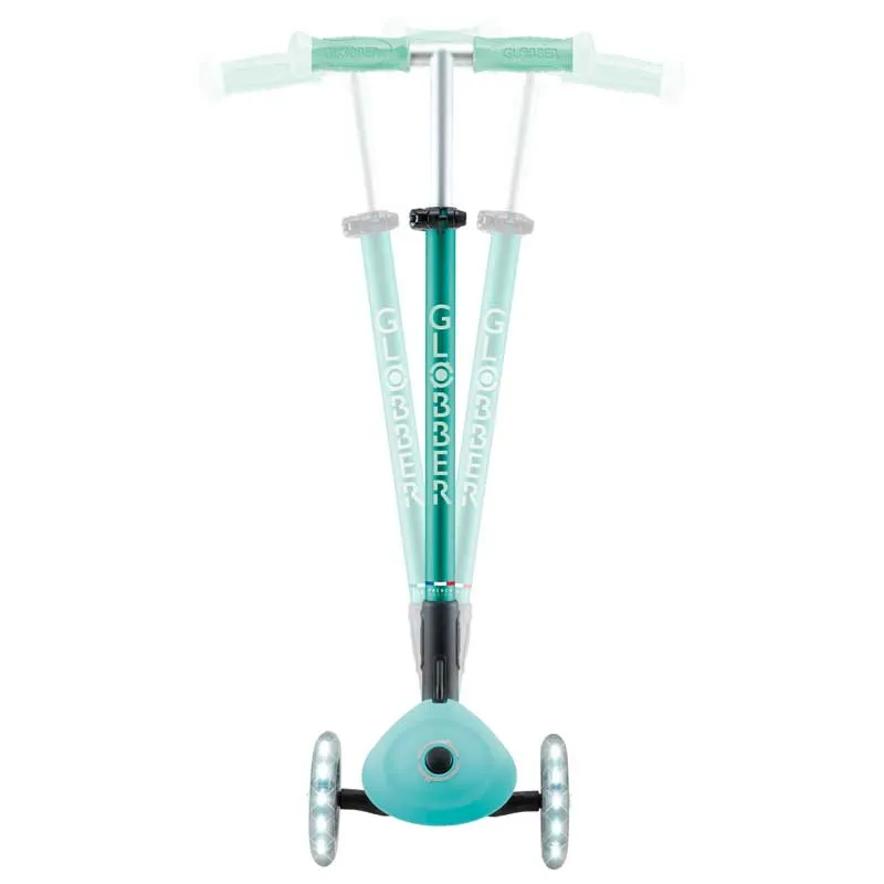 Foldable scooter with glowing handles ELITE GLOW LIGHTS, mint-colored