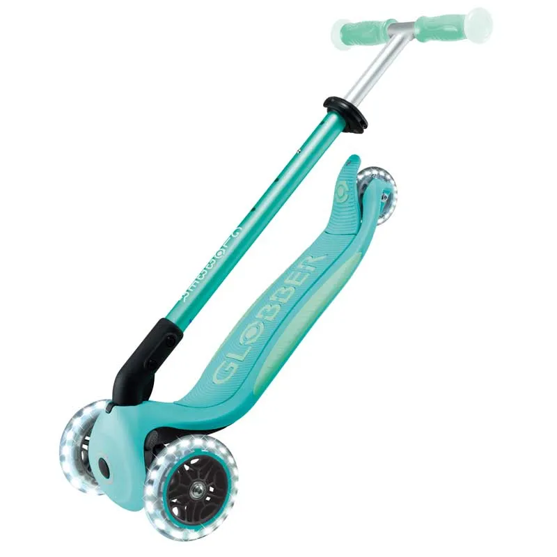Foldable scooter with glowing handles ELITE GLOW LIGHTS, mint-colored