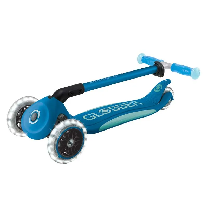 Foldable scooter with glowing handles ELITE GLOW LIGHTS, petrol blue