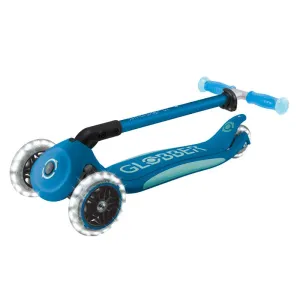 Foldable scooter with glowing handles ELITE GLOW LIGHTS, petrol blue
