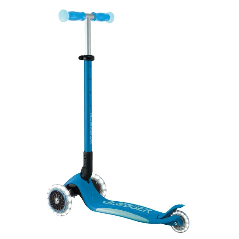 Foldable scooter with glowing handles ELITE GLOW LIGHTS, petrol blue