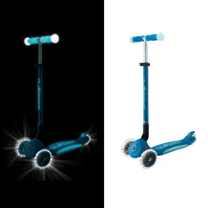 Foldable scooter with glowing handles ELITE GLOW LIGHTS, petrol blue