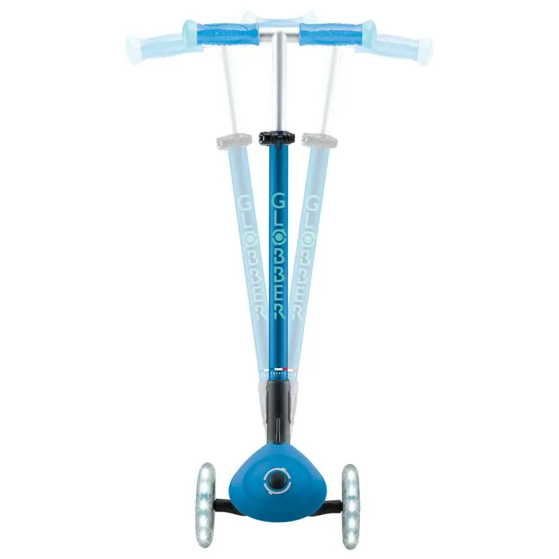 Foldable scooter with glowing handles ELITE GLOW LIGHTS, petrol blue