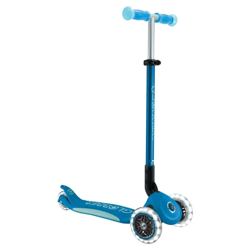 Foldable scooter with glowing handles ELITE GLOW LIGHTS, petrol blue