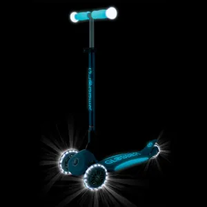 Foldable scooter with glowing handles ELITE GLOW LIGHTS, petrol blue