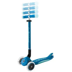 Foldable scooter with glowing handles ELITE GLOW LIGHTS, petrol blue