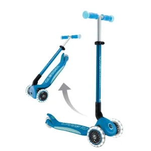 Foldable scooter with glowing handles ELITE GLOW LIGHTS, petrol blue