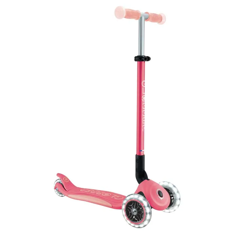Foldable scooter with glowing handles ELITE GLOW LIGHTS, color coral