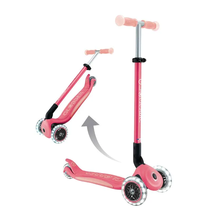 Foldable scooter with glowing handles ELITE GLOW LIGHTS, color coral