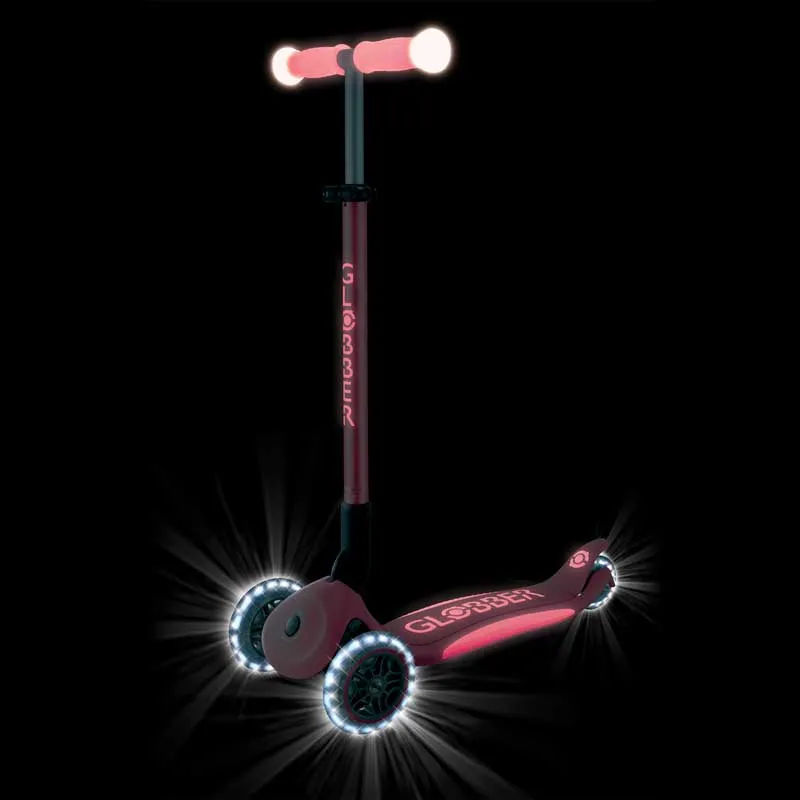 Foldable scooter with glowing handles ELITE GLOW LIGHTS, color coral
