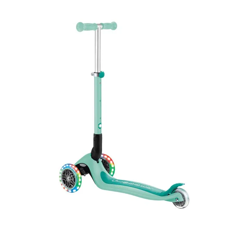 Foldable scooter with light-up wheels, Globber Junior, for children over 2 years old, mint