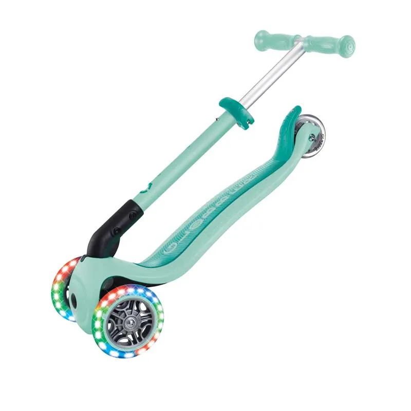Foldable scooter with light-up wheels, Globber Junior, for children over 2 years old, mint