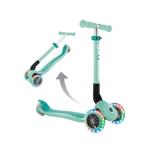 Foldable scooter with light-up wheels, Globber Junior, for children over 2 years old, mint