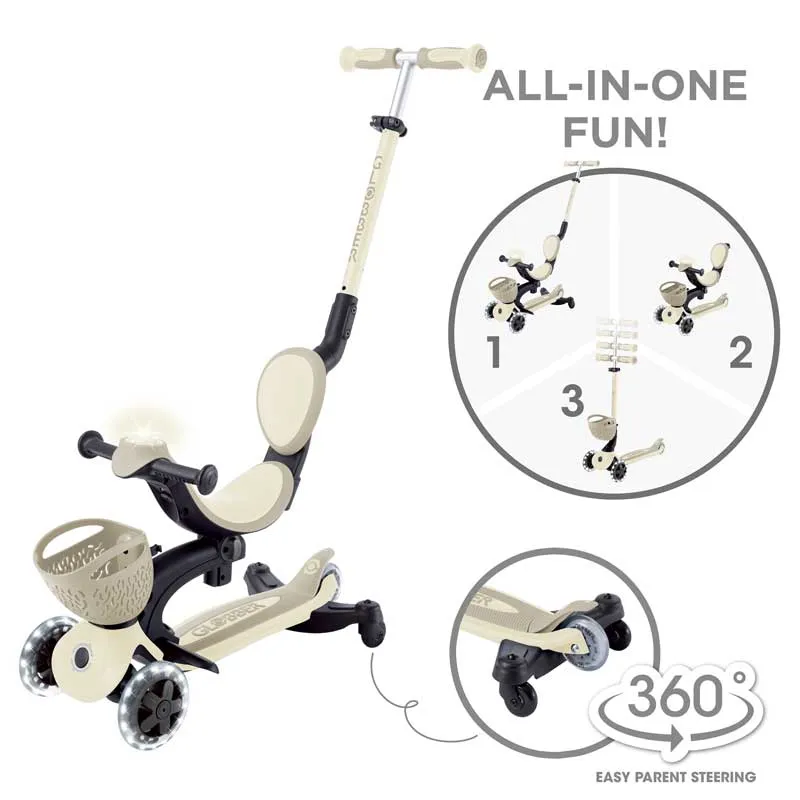 Scooter 5 in 1 GLOBBER BABY LEARN 360° FLASH LIGHTS - beige