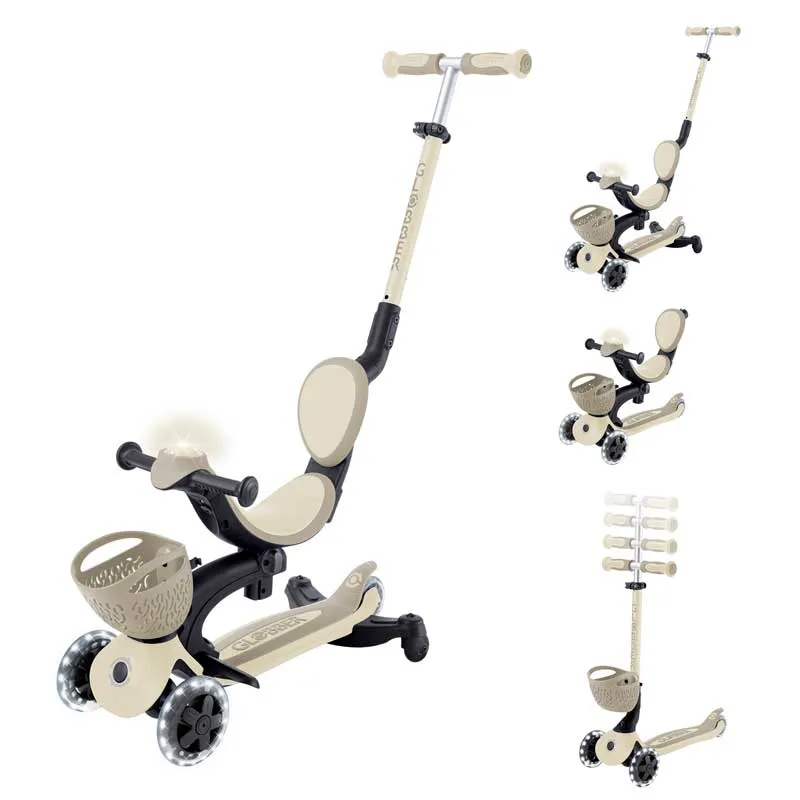 Scooter 5 in 1 GLOBBER BABY LEARN 360° FLASH LIGHTS - beige