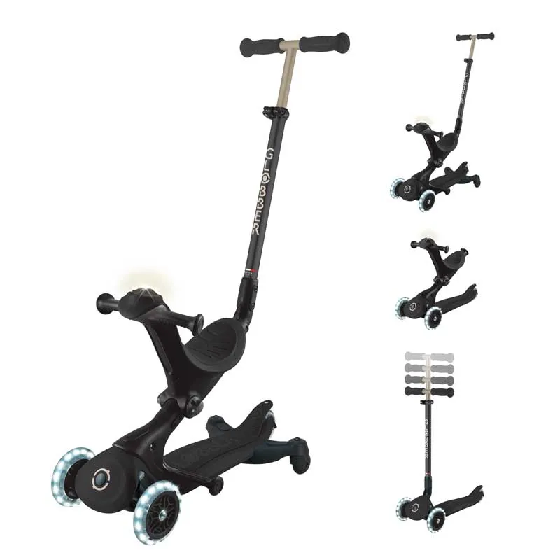 Тротинетка 5 в 1 GLOBBER GO UP DELUXE LIGHTS 360° - черна