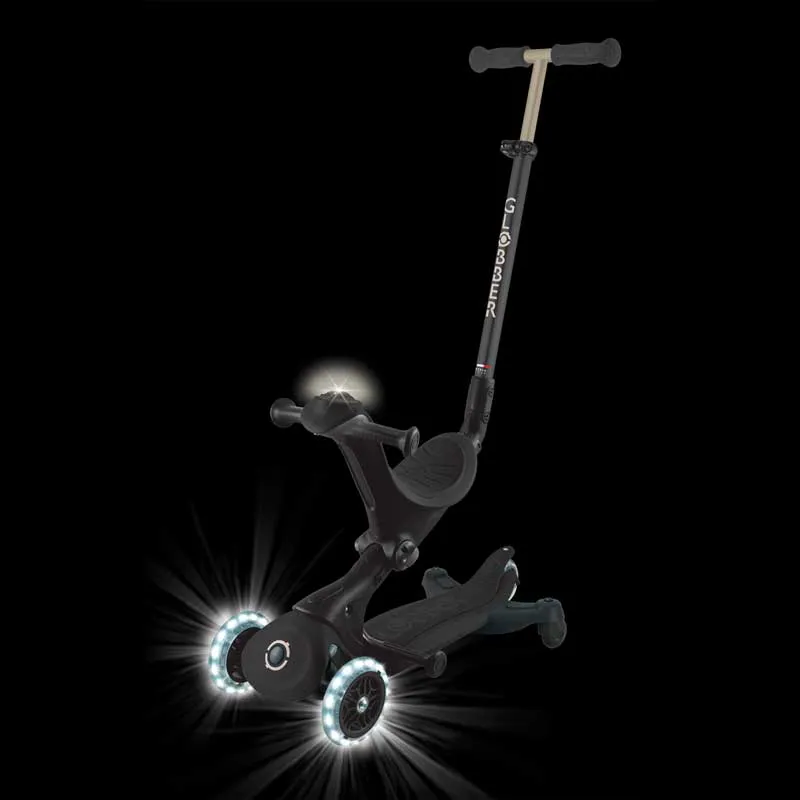 Тротинетка 5 в 1 GLOBBER GO UP DELUXE LIGHTS 360° - черна
