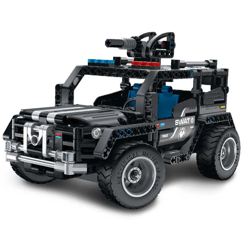 Children's plastic construction set 2 in 1 Military SWAT Jeep - 391 pieces