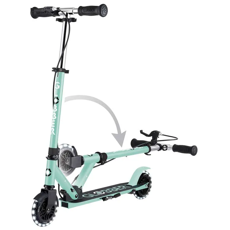 Scooter with hand brake FLOW ELEMENT JUNIOR LIGHTS, mint-colored