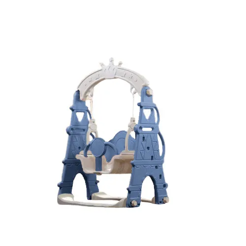 Blue baby plastic swing with side barriers