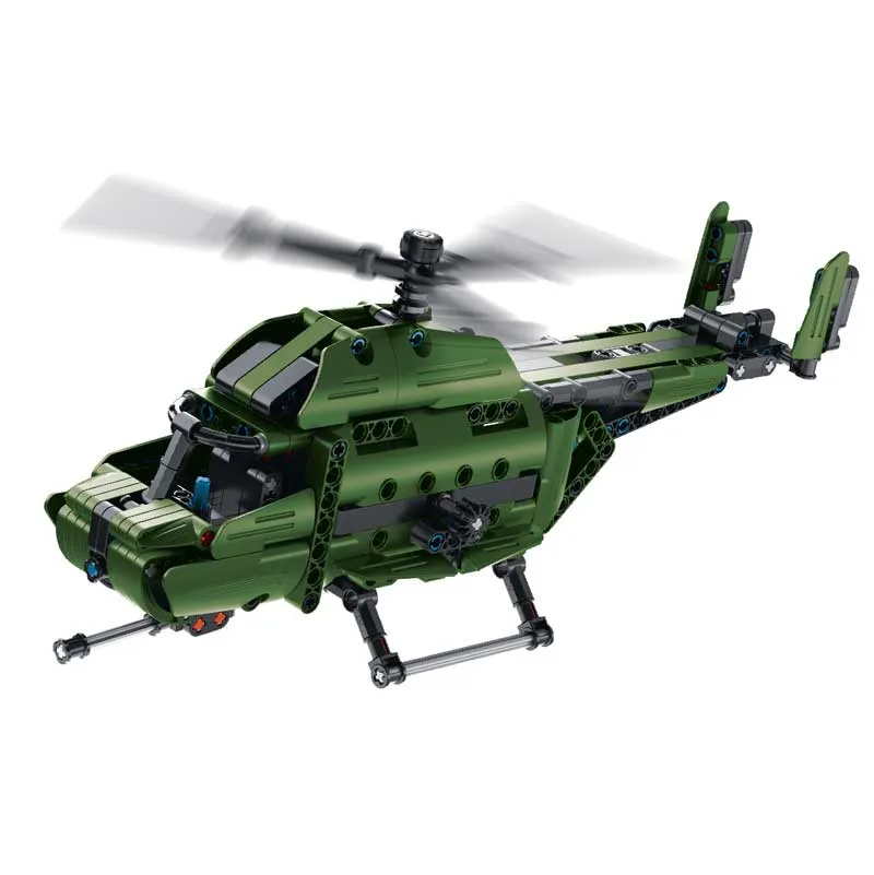 Детски пластмасов конструктор 2 в 1 Военен самолет и хеликоптер - 393 части