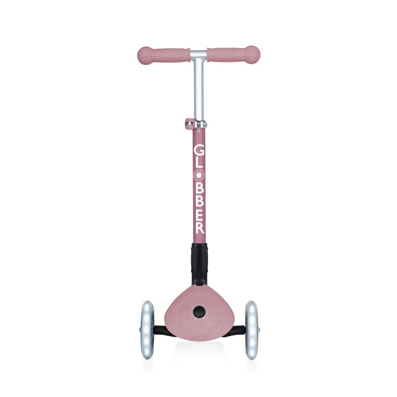 Foldable eco scooter with 3 wheels GLOBBER JUNIOR FOLDABLE LIGHTS ECOLOGIC - berry color