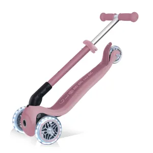 Foldable eco scooter with 3 wheels GLOBBER JUNIOR FOLDABLE LIGHTS ECOLOGIC - berry color