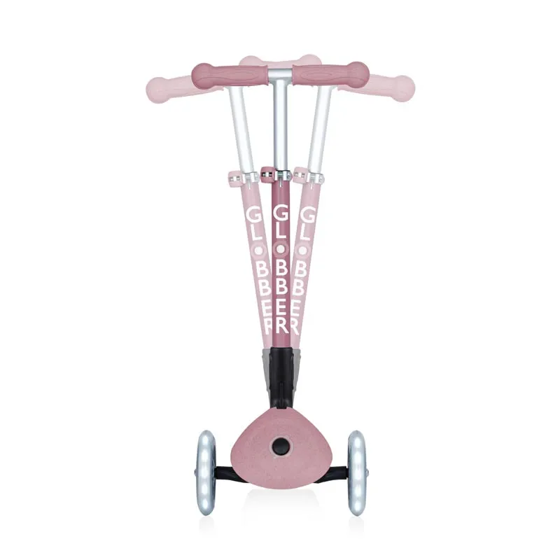 Foldable eco scooter with 3 wheels GLOBBER JUNIOR FOLDABLE LIGHTS ECOLOGIC - berry color