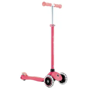 Children's scooter with glowing wheels PRIMO PLUS GLOW LIGHTS, coral