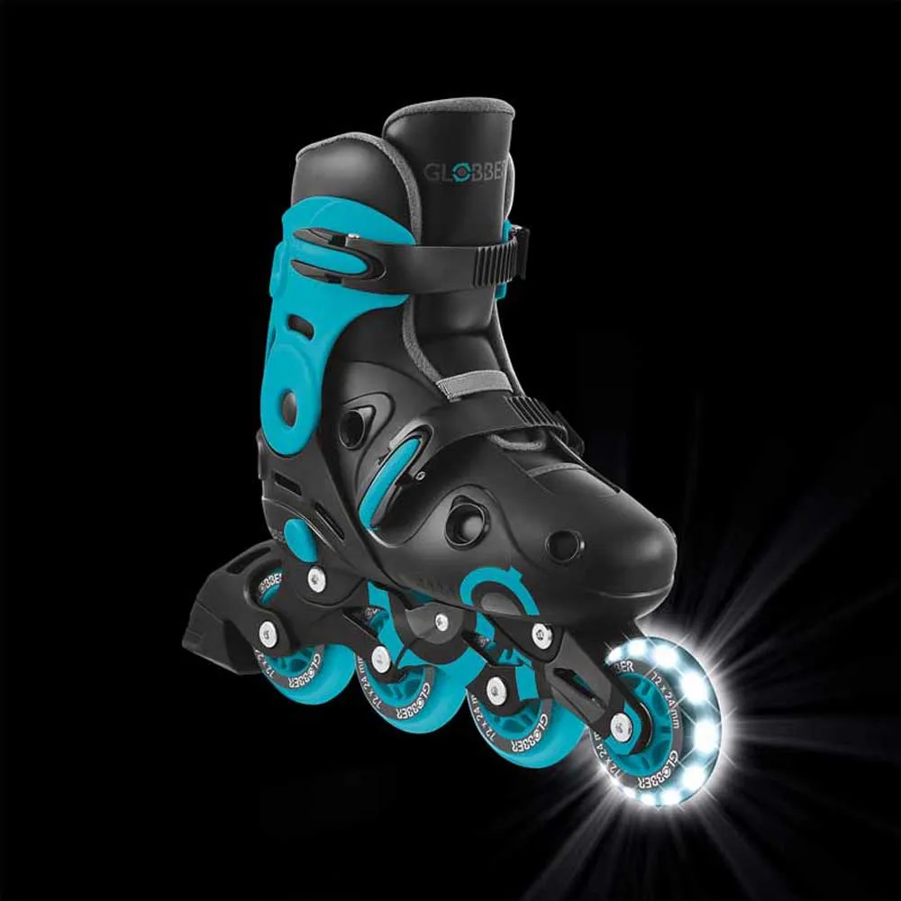 Children's roller skates with light-up wheels GLOBBER 2 in 1, size 34-37 - blue
