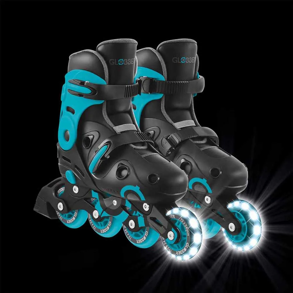 Children's roller skates with light-up wheels GLOBBER 2 in 1, size 34-37 - blue