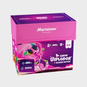 Мини вафлен конструктор Marioinex " Диплодок и котенце", 280 части