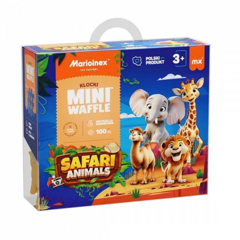Мини вафлен конструктор Marioinex "Животни от сафари", 100 части