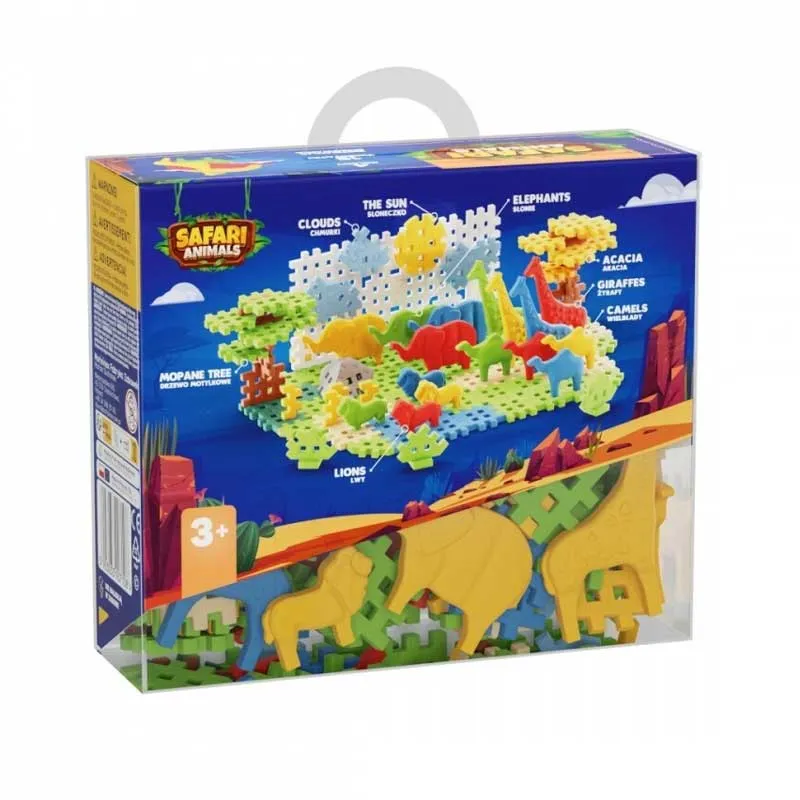 Мини вафлен конструктор Marioinex "Животни от сафари", 100 части