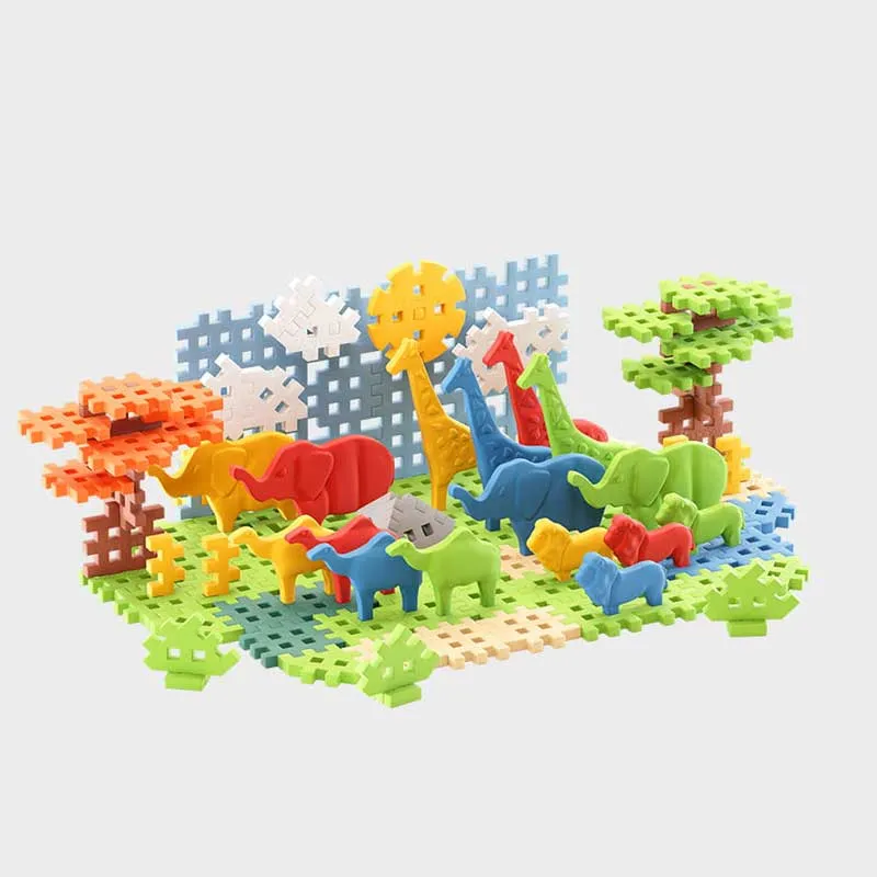 Мини вафлен конструктор Marioinex "Животни от саваната", 100 части