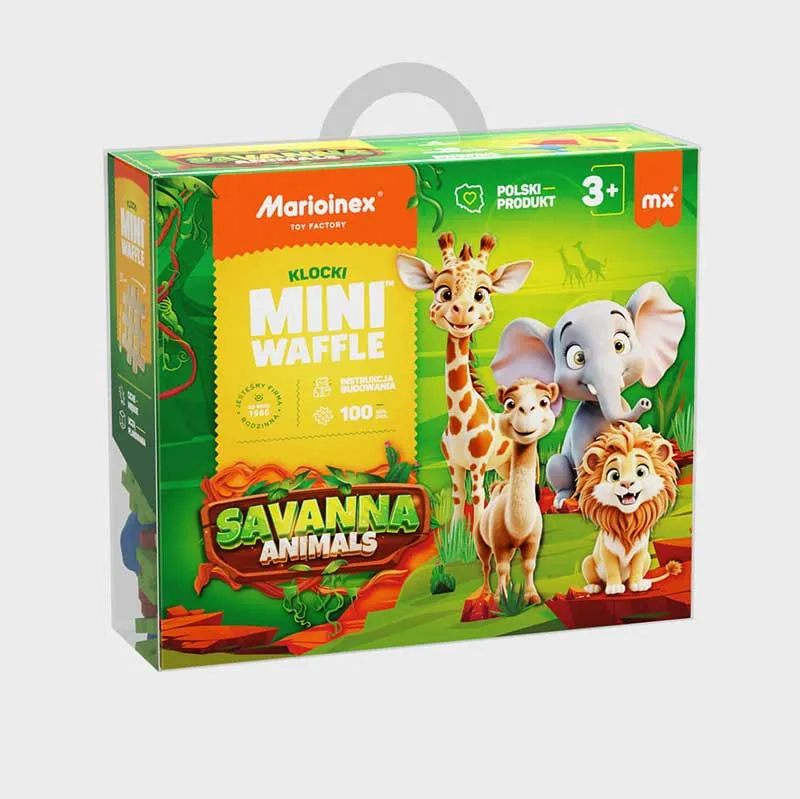 Мини вафлен конструктор Marioinex "Животни от саваната", 100 части