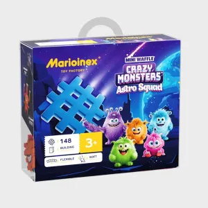 Мини вафлен конструктор Marioinex "Лудите чудовища-отбор астронавти", 148 части